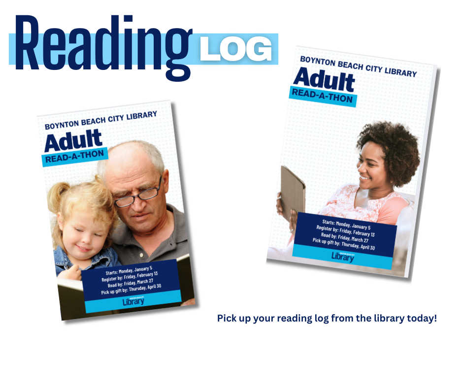 cover images of the reading log for the adult read a thon