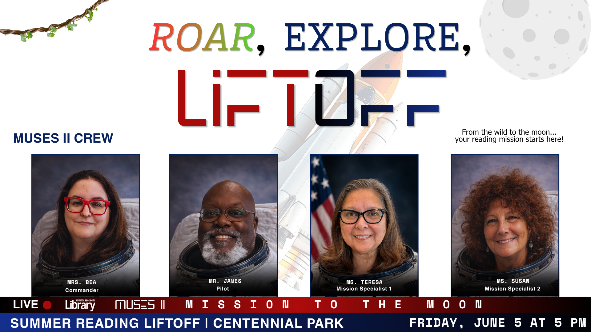 Summer Reading Kickoff NASA-like headshots of the Youth Services team
