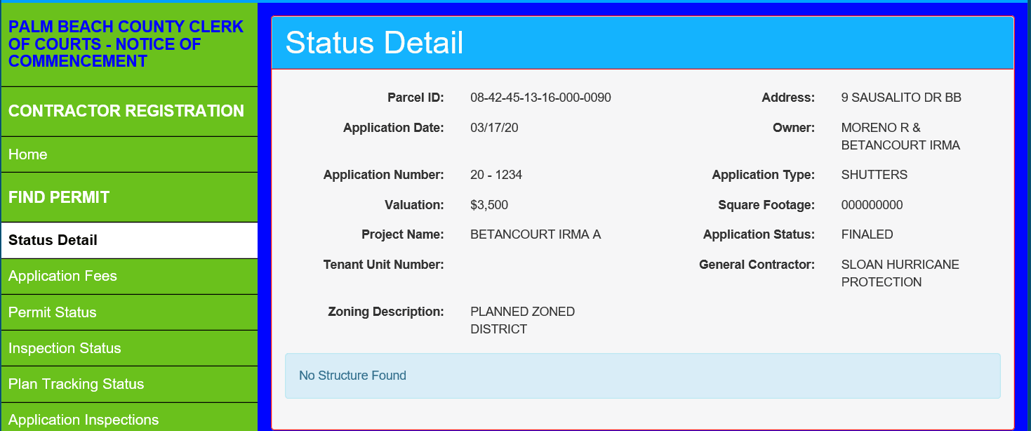 application fees menus button